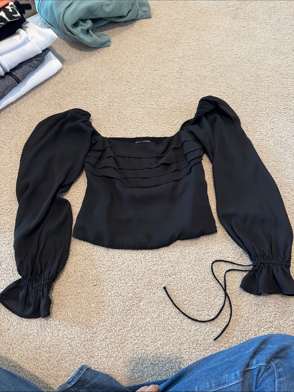 Abercrombie & Fitch Black Square-Neck Peplum Blouse